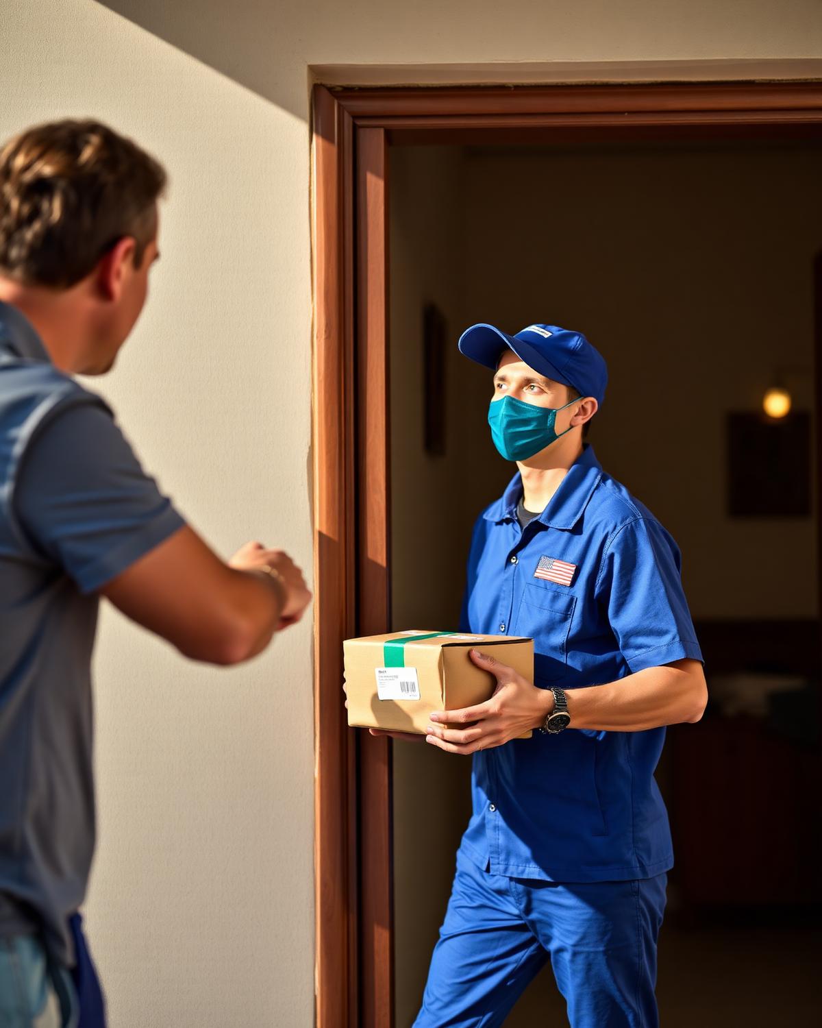 Profissional de entrega coletando um pedido